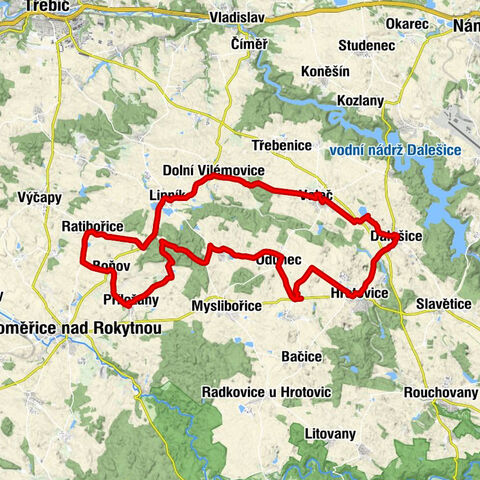 Dalešický pivovar - kostel svatého Jana Křtitele - Kaple svatých Cyrila a Metoděje - Kostel sv. Petra a Pavla