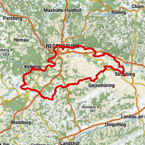 Regensburg Hauptbahnhof - St. Wolfgang - Hanselberg - Saubuckel