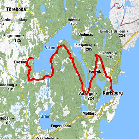 Tåtorp - Beateberg - Forsviks kyrka - Karlsborg