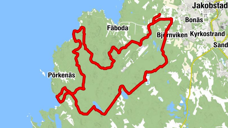 Jakobstad - Wiikin tupa - Svalgesmossen - Långsjön