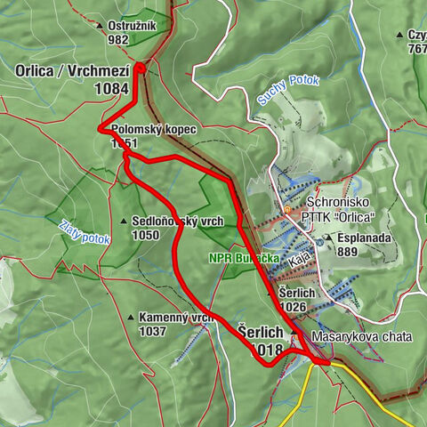Deštné v Orlických horách - Polomský kopec - Orlica / Vrchmezí - Šerlich