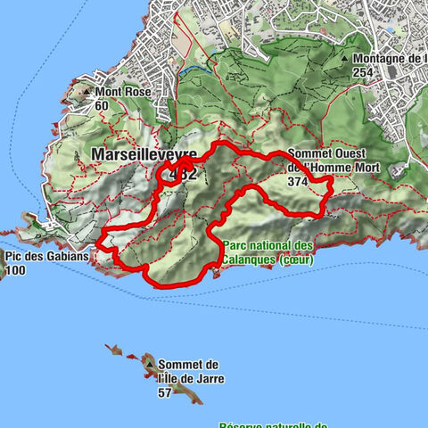 Callelongue - Rocher des Goudes - Marseilleveyre - Sommet Ouest de l'Homme Mort