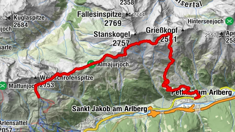 Kapall - Leutkircher Hütte - Kaiserjochhaus - Pettneu