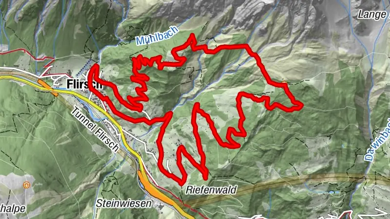 Flirsch - Große Baumwiesen - Flirscher Skihütte  -Kolpen - Flirsch