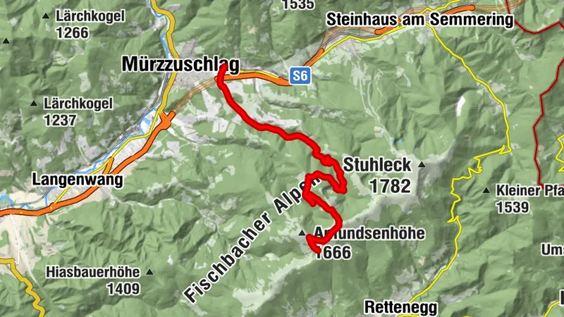 Windpark Pretul: Auersbach - Moschkogel - Roseggerhaus