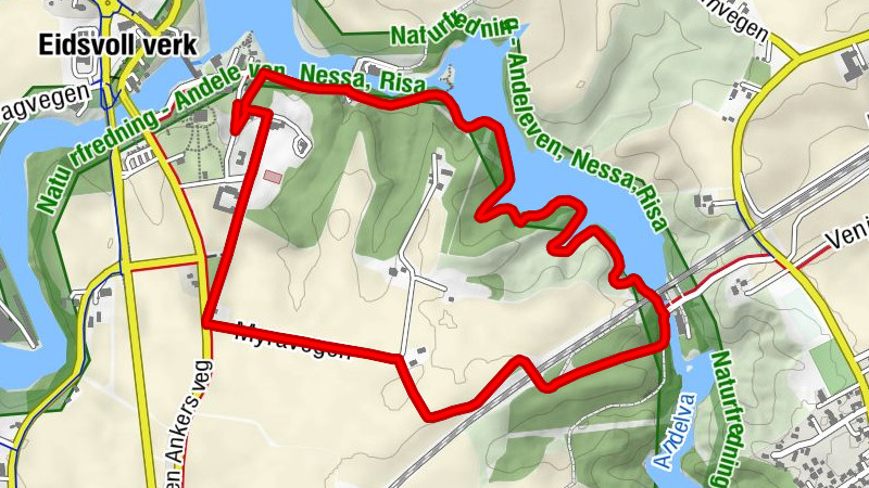 Eidsvoll verk - Venjarfossen - Råholt - Eidsvoll