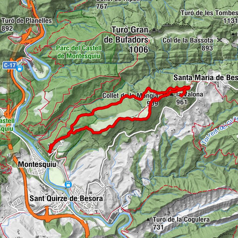 Montesquiu - Castell de Montesquiu - Collet de la Mongia - la Valona