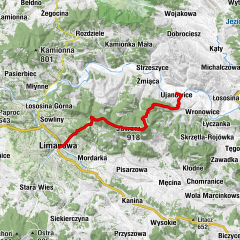 Ujanowice - Jaworz - Sałasz - Limanowa