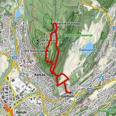 Gjettum - Søndre Kolsåstopp - Nordre Kolsåstopp