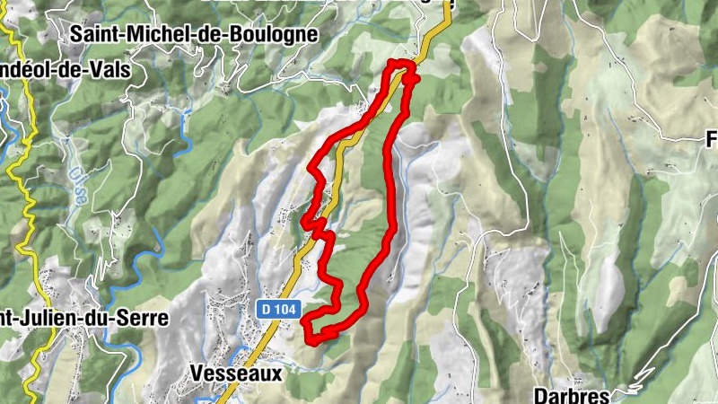 Saint-Étienne-de-Boulogne - Les Clapes - Le Pradal - Vesseaux