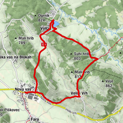 Nova vas - Veliki Vrh - Brunarica pri Bloškem jezeru - Sv. Volbenk