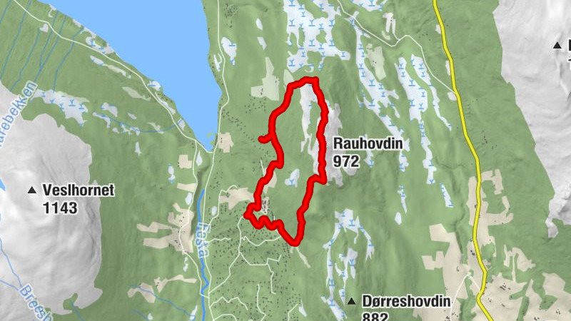 Oppdal - Rauhovdin - Øvre Rasmusslættet hytteområde - Klettstølen hytteområde