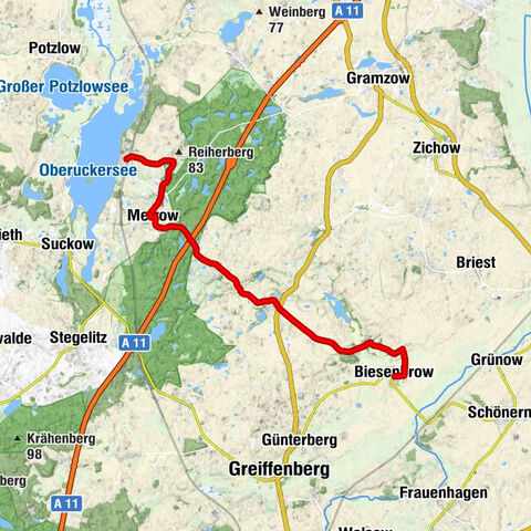 Warnitz - Kienberg - Deutsche Eiche - Biesenbrow