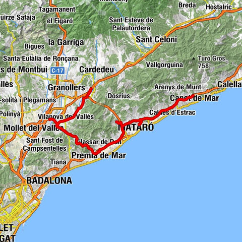 Canet de Mar - Turó de les Garses - Coll de Can Gurguí - Granollers