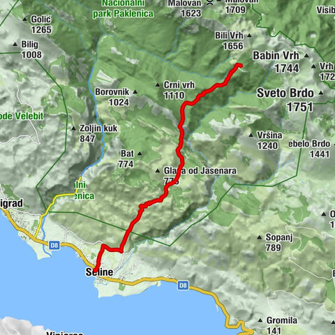 Seline - Crkva Rođenja Blažene Djevice Marije - Sv. Jakov - Planinarsko sklonište Ivine Vodice