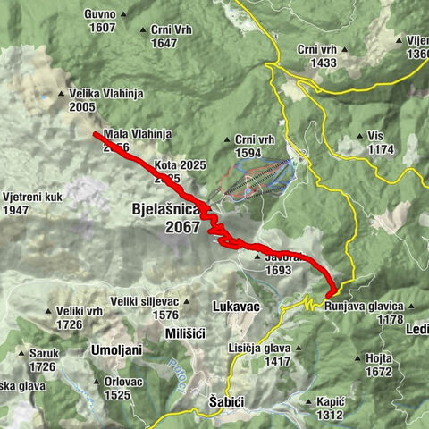 Planinarski dom Bijele Vode - Bjelašnica - Kota - Mala Vlahinja