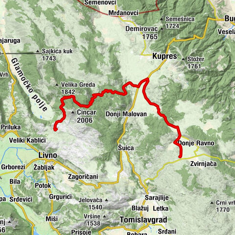 Kupres - Ognjišta - Crna rijeka - Planinarski dom Kruzi