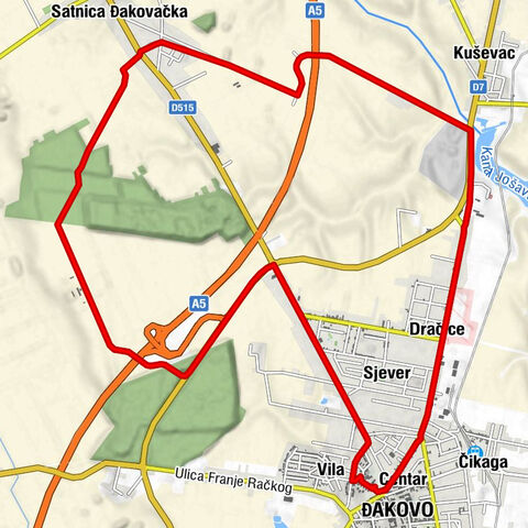 Novi Centar - crkva Svih Svetih - Štrosmajerovac - Đakovo