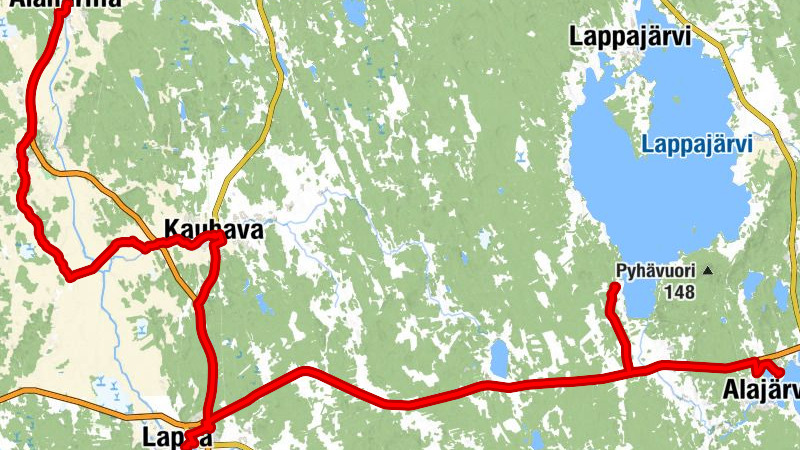 Pekkola - Kanavan Kevari - Lapua - Alahärmä