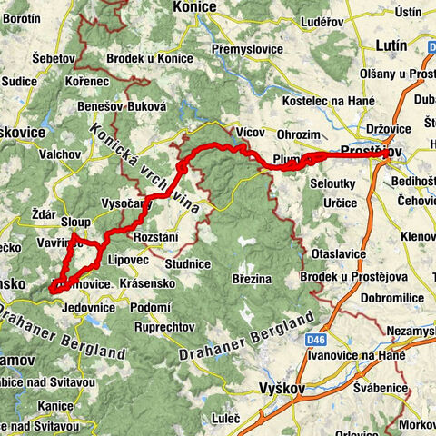 Prostějov hlavní nádraží - Kostel sv. Jana Nepomuckého - Blansek zř. - svatá Máří Magdaléna
