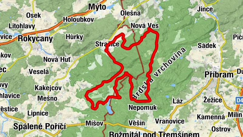 Strašice - Těně - Bouda U Břízy - Malý Tok