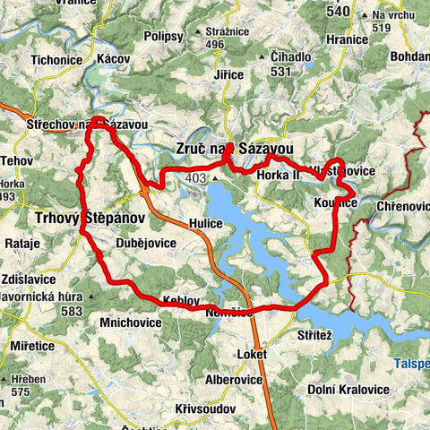 Střechov nad Sázavou - Dalkovice - Trhový Štěpánov - Zruč nad Sázavou