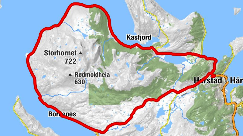 Harstad - Hárstták - Ervika - Møkkeland - Høgda