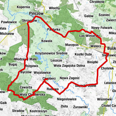 Kwiatkowa - Busko-Zdrój - Pińczów - Kwiatkowa Góra