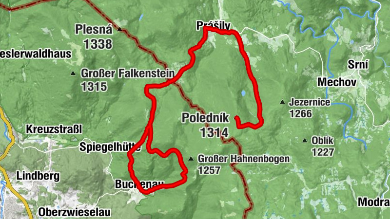 Buchenau - Zum Latschensee - Pomezí - Poledník