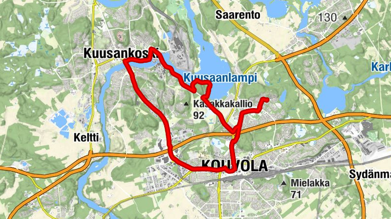 Lehtomäki - Kouvola - Kuusankoski - Kangas