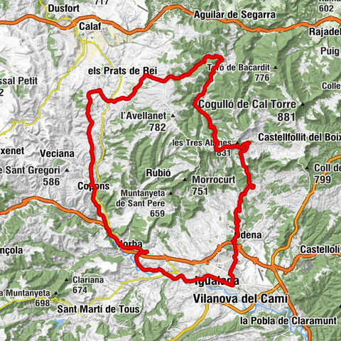 Vilanova del Camí - Tossal del Pereta - Tossal de Portella - Estació de trens d'Igualada