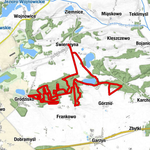 Świerczyna - Grodzisko - Góra - punkt widokowy - Kościół pw. Świętego Łukasza Ewangelisty