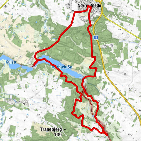 Nørre Snede - Gudenåens udspring - Tinnet Krat - Rørbæk