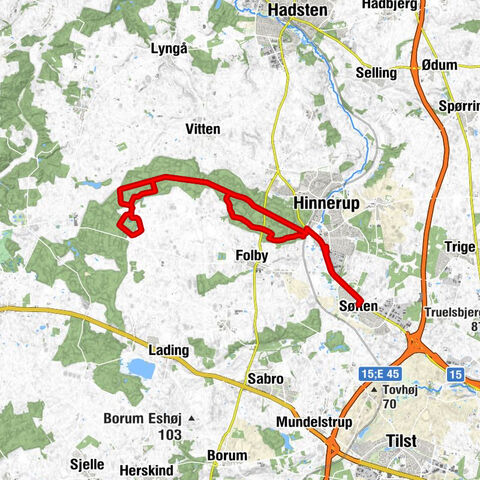 Søften - Damsbro - Hinnerup - Røjen