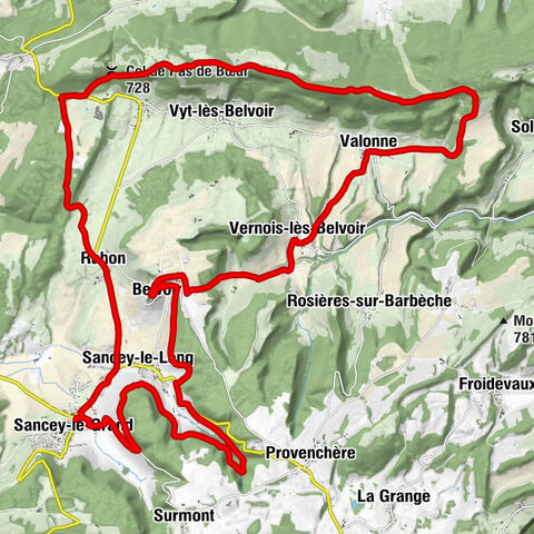 Sancey-le-Grand - Église Saint-Nicolas - Col de Pas de Bœuf - Église Saint-Martin