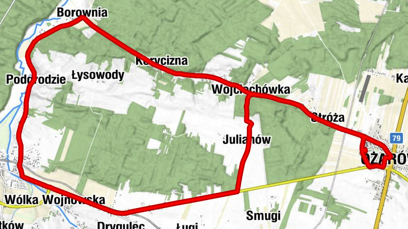 Ożarów - Stróża - Wojciechówka - Śródborze