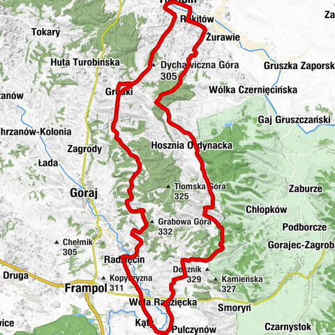 Turobin - Zagroble - Wielka Jeżówka - Sawina Góra