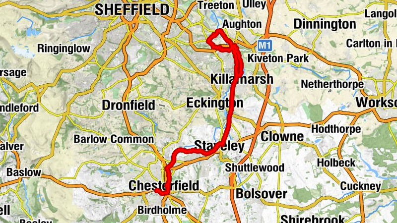 Woodhouse - Killamarsh - Staveley - Chesterfield
