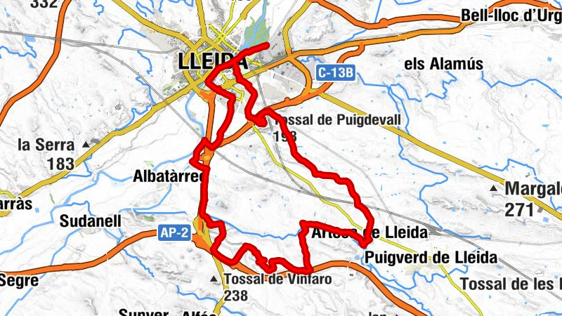 Lleida - la Bordeta - Tossal de Puigdevall - Artesa de Lleida