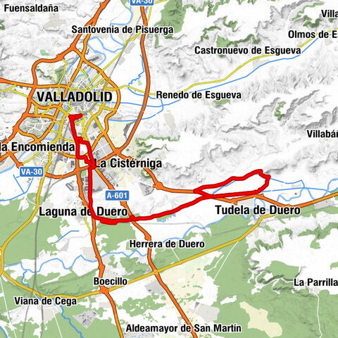 Valladolid - Campo Grande - Valladolid - Ciudad de la Comunicación - Laguna de Duero