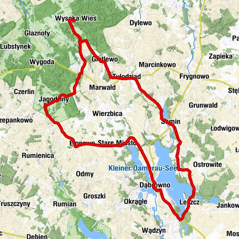 Wysoka Wieś - Punkt dojazdowy - Kościół pw. Niepokalanego Poczęcia Najświętszej Maryi Panny - Kościół pw. Trójcy Świętej