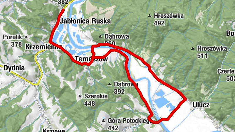 Łaz - Poddoliny - Krzemienna - Temeszów