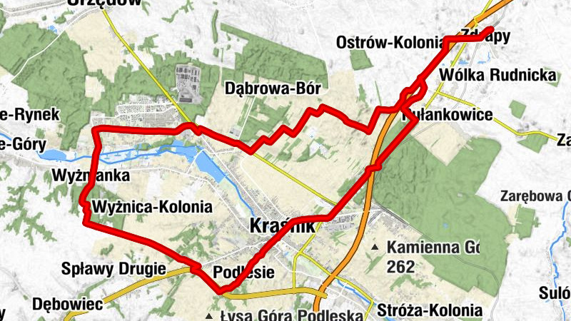 Wilkołaz - Wilkołaz-Stacja Kolejowa - Zdrapy - Kraśnik