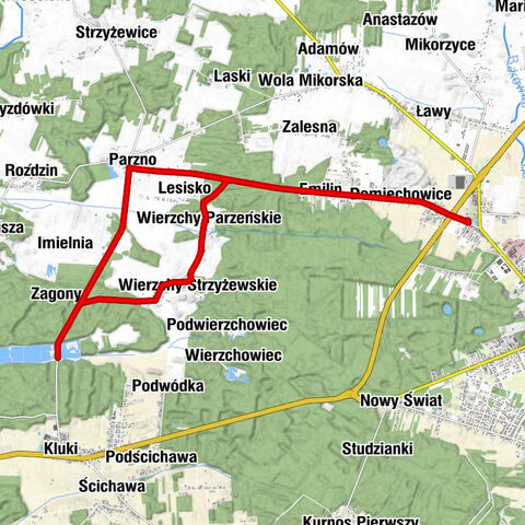 Bełchatów - Domiechowice - Emilin - Lesisko