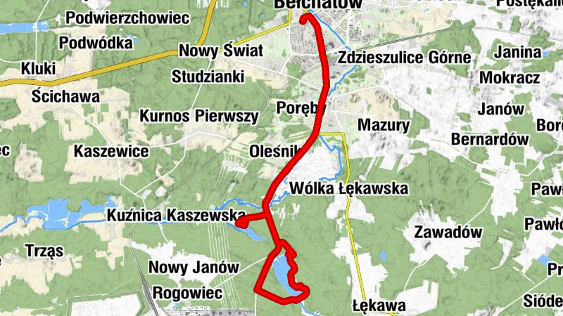 Lipy - Bełchatów - Księży Młyn - Rząsawa