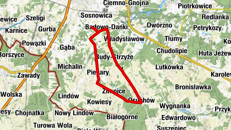 Kamionka - Adamówek - Badowo-Dańki - Budy-Strzyże