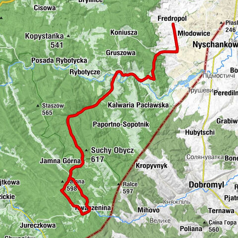 Fredropol - Cerkiew Podwyższenia Krzyża Świętego - Wierch - Przełęcz pod Jamną