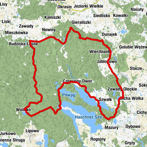 Wolisko - Dunajek Mały - Jabłonowo - Zawady Oleckie