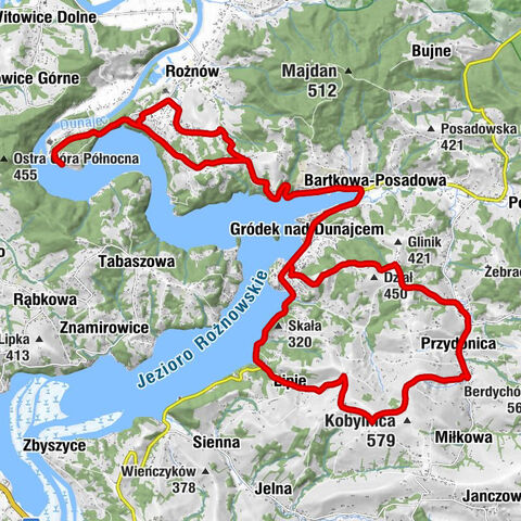 Lipie - Zbęk - Stary kościół - Gródek nad Dunajcem