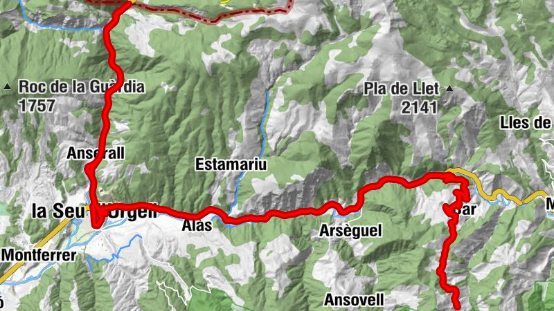 la Seu d'Urgell - el Pont de Bar - el Pont de Bar Vell - Toloriu